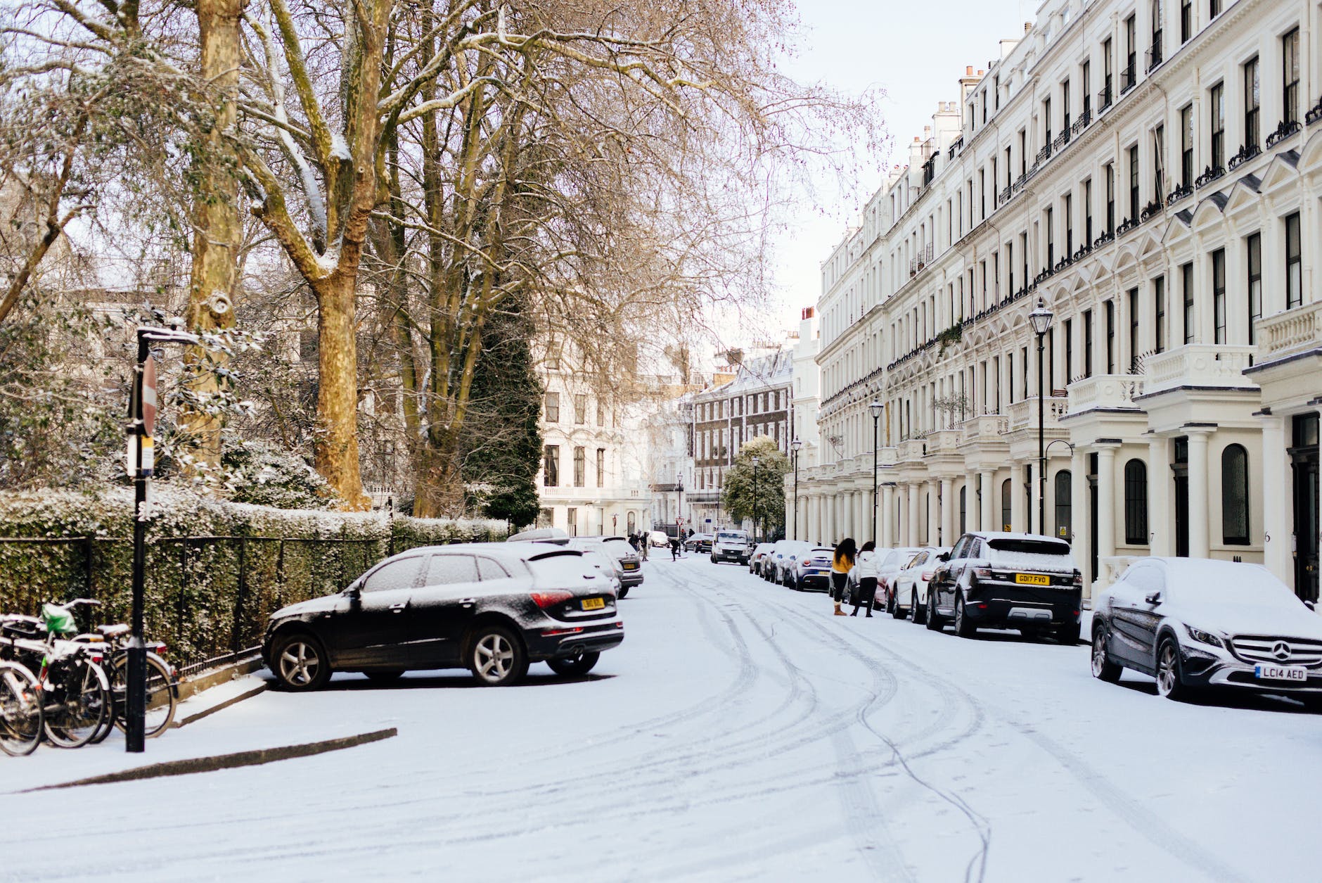 Snowy London street